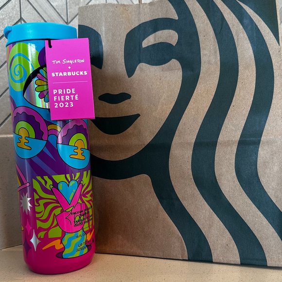 STARBUCKS Tim Singleton Summer Pride Pride Rainbow 16ozInsulated Tumbl…